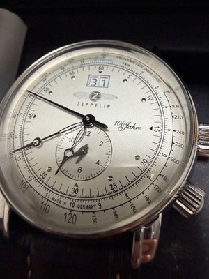 Zeppelin 100th Anniversary Watch Silver Dial Brown Leather Used From Japan