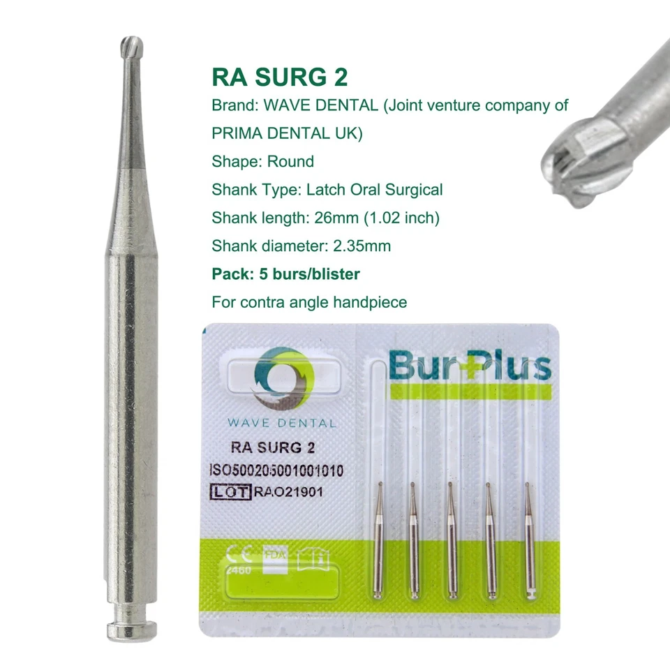 Cierre de fresa de carburo dental ondulado quirúrgico oral 26 mm vástago largo para contraángulo Foto 2 de 4