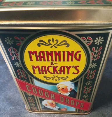 Alte Vintage Blech Werbedose Bonbons Manning Mackay s Cough Drops