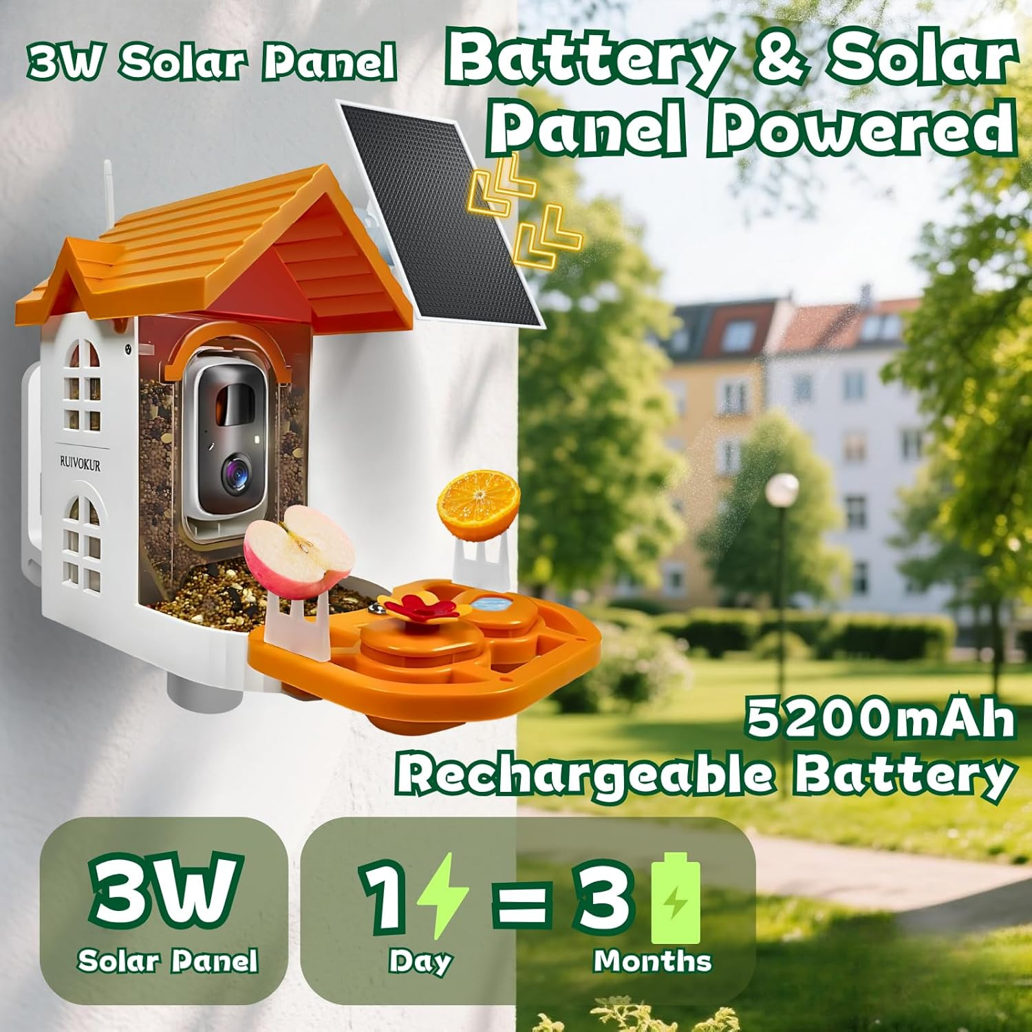 Smart Bird Feeder with Camera, 2.4Ghz Wifi Watching Camera Bird Feeders for Outd