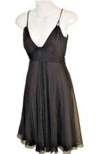 Flirty  ELIE TAHARI Black LUCILLE Silk Chiffon Cocktail LBD Dress 0 $398 NWT