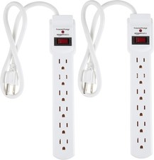Amazon Basics Surge Protector Power Strip, 6-Outlet with 200J Protection, 2ft Ex