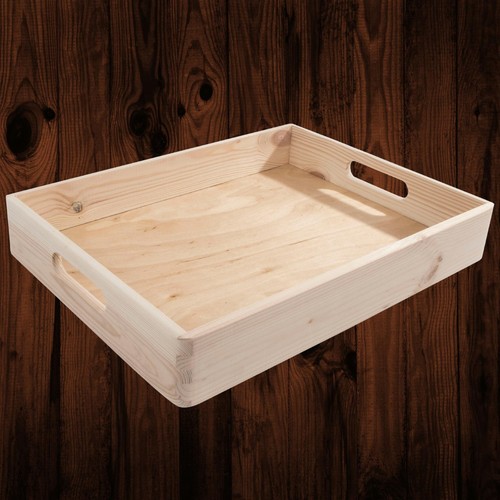 Stackable Decorative Shallow Non-lidded Open Top Wooden Crate Box 40x30x6 cm - Picture 2 of 12