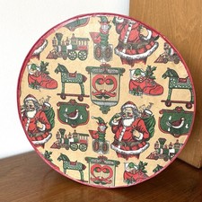 Vintage Christmas Santa Decorative Hat Storage Box 14 x 7" Toys Train Elf Mouse
