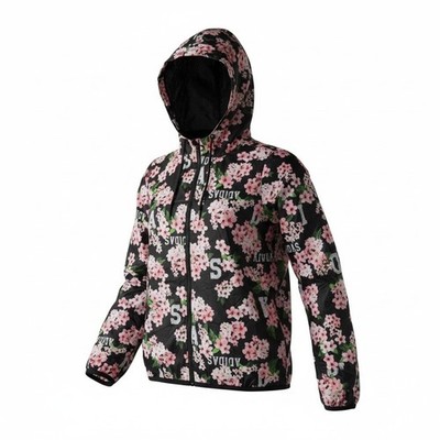 Adidas 'Neo' Women's New Black Pink Floral Zip-Up Lightweight Jacket - Medium