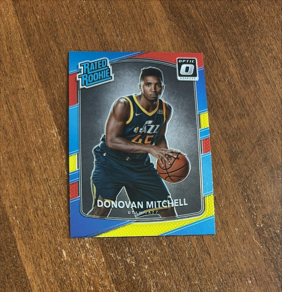 Donovan Mitchell 2017-18 Optic Rated Rookie Red & Yellow #188 Jazz Cavaliers RC