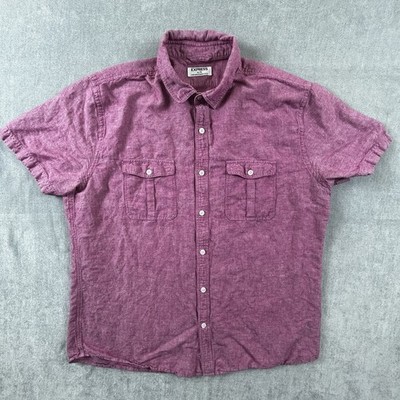 Express Short Sleeve Casual Shirt Mens XL Button Up Purple W/ Pockets