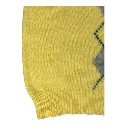 LL Bean Shetland Wool Argyle Sweater Vest Size 38 US Medium Yellow Vintage - Picture 4 of 9