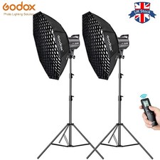 2X Godox SL60W 5600K Studio LED Video Light with 95cm Grid Softbox Light Stand
