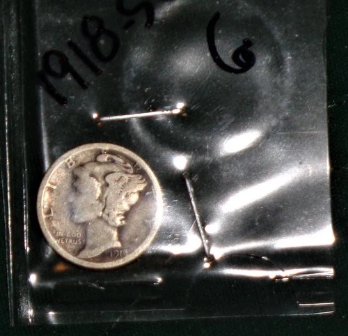 1918-S  SILVER MERCURY DIME - GRADES "GOOD"