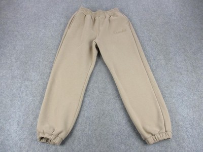 Comfrt Pants Womens Medium Beige Jogger Fleece Elastic Waist Pockets Sweatpants