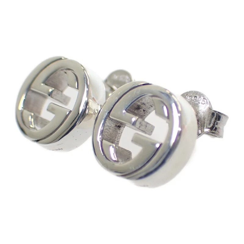 Boucles d'oreilles G imbriquées GUCCI argent 925 accessoires pour femmes larg,2 mm x 8,9 mm