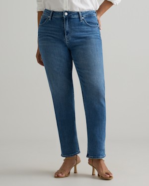 Quince Women Luna Stretch Slim Straight Jeans Seaside Blue 31