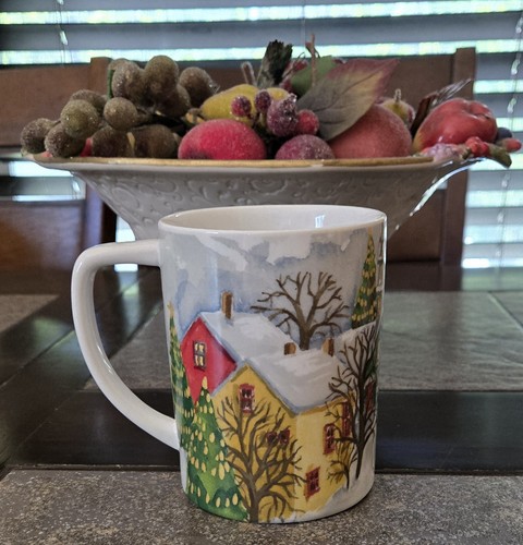 Set of 4 Pottery Barn Winter Village Coffee Cups Tea Mugs Holiday NWOB Classic - Picture 6 of 16