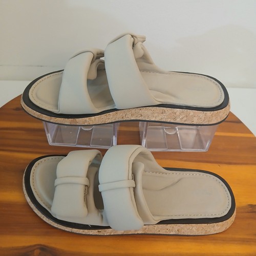 Rag & Bone Parker Slide Womens 38 Beige Suede Sandals Flats Strappy Basic