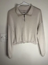 Hollister Gilly Hicks Active Cooldown Quarter Zip Hoodie Size S Cream Colored