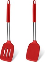Pfannenwender Set Silikon Geschlitzt HitzebestäNdig Edelstahl Griff