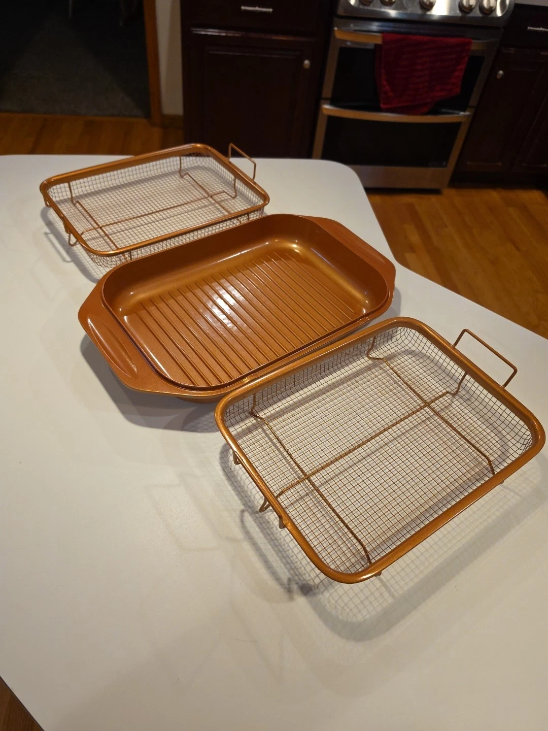 Copper Chef Grill 13.5" x 9.5" Wonder Cooker Grill Pan And 2 Baskets