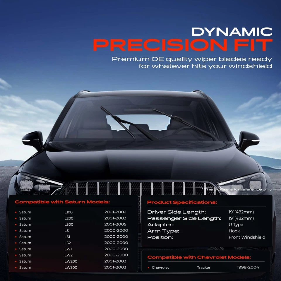 2x Limpiaparabrisas delantero de 19" y 19" para Chevrolet Tracker Saturn L100 LS Foto 2 de 4