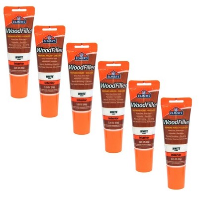 Elmer's E855 Carpenter's Wood Filler, 3.25-Ounce (Pack of 6), White