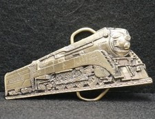 WE13131 NOS VINTAGE 1984 CUT-OUT  TRAIN ENGINE  RAILROAD BRASS BELT BUCKLE