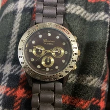 Geneva Platinum Womens Watch Brown Silicone Band Working New Battery