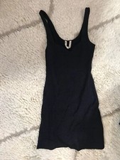 Free People Jacquard Print Black Blue Tank Mini Club Dress Size XS