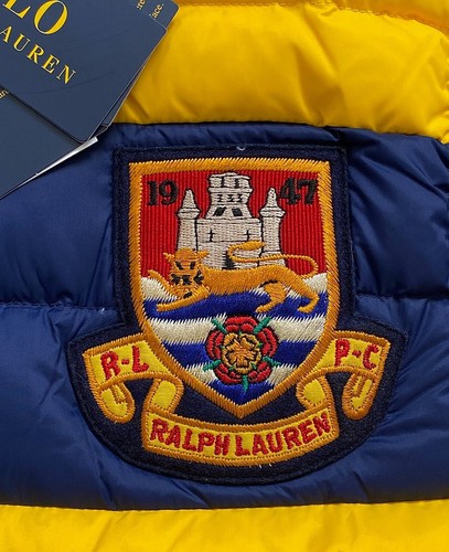 NUEVO CHALECO ACOLCHADO RALPH LAUREN POLO PISTA MULTICOLOR BURBUJA ABAJO PEQUEÑO ¡NUEVO CON ETIQUETAS! - Imagen 3 de 4