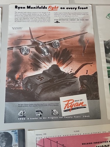 Lotto (11) Ryan Aerei Scuola Aeronautica WW2 Volo Popolare Aviazione Stampa Pubblicità - Foto 7 di 12