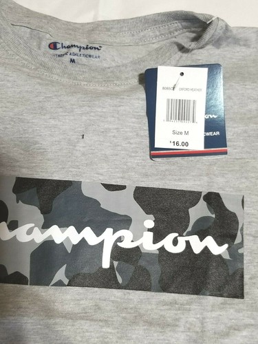 Champion T-Shirt grau Schriftzug Logo/Camo Jungen Tee sportliche Passform Gr:M  - Bild 2 von 2
