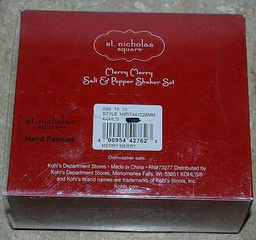 NEW St Nicholas Square Merry Merry Salt Pepper Shakers Christmas Holiday Kohls - Picture 3 of 3