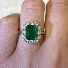 3.5Ct Emerald Cut Green Diamond Halo Women's Engagement Ring 14K White Gold Over