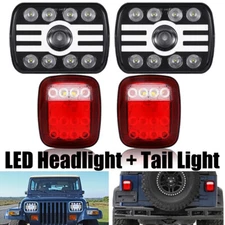 Fit For 87-95 Jeep Wrangler YJ 7x6" LED Headlight + Tail Light Brake Light Combo