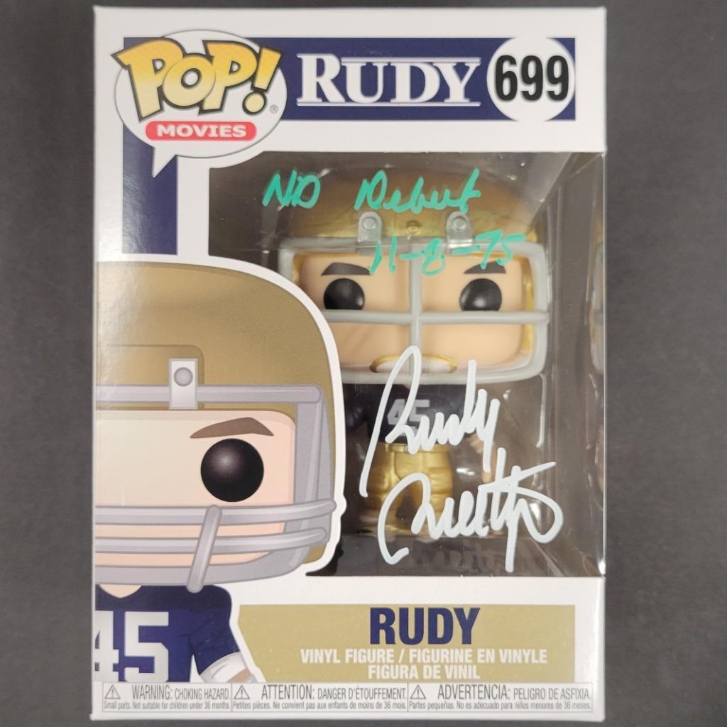 Rudy Ruettiger Autographed Signed "Nd Debut 11-8-75" Funko Pop ~ Beckett Beckett Witness Holo 