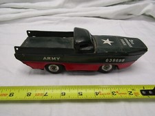VINTAGE MILITARY TIY Tin Sankei Friction Army Amphibious FORCE ARMY TRUCK DUCK