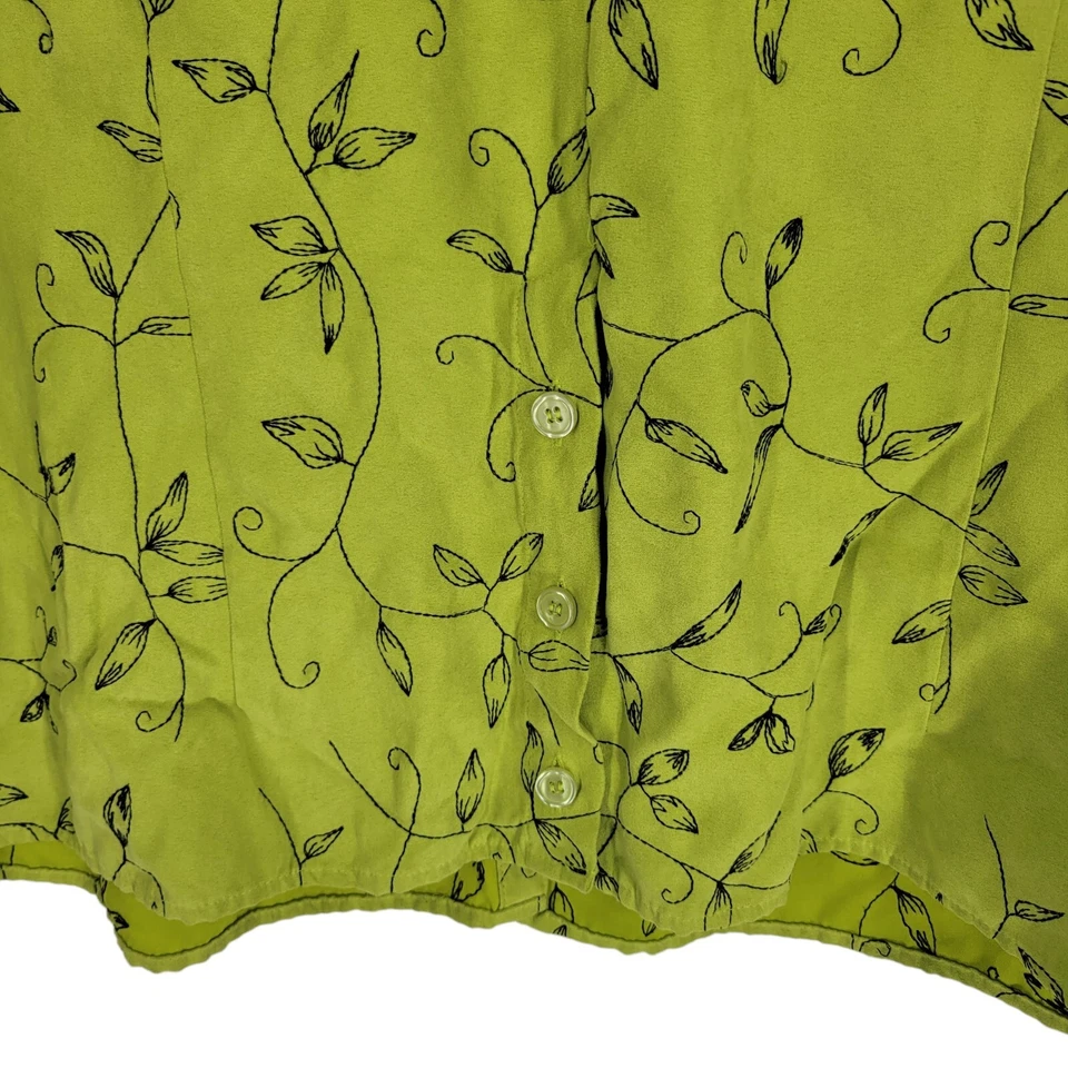 VTG Sag Harbor Embroidered Leaf Print Blouse Button Up 24W Fairy Faux suede - Image 2 of 4