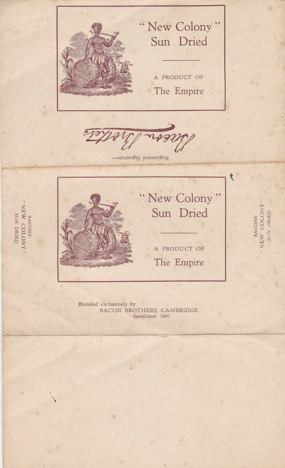 Bacon Brothers Est 1805 New Colony Sun Dried- A Product of the Empire Ref 33463