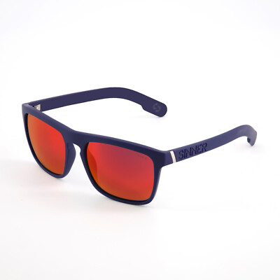 SINNER THUNDER X Herren/Damen POLARISIERTE Sonnenbrille MATTBLAU/ROT VERSPIEGELT KAT.3