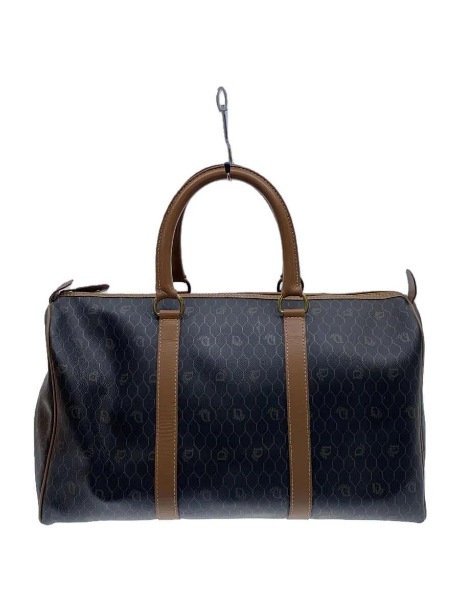 Sac Christian Dior Boston cuir marron motif total 65JF440 Occasion