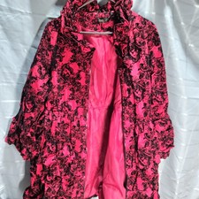 Jerry T Amazing Jacket/coat Red And Black Velvet. Cute Design. One Of A Kind. L