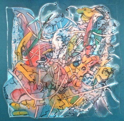 Surrealistic impressionist Pastel painting- like drawing drawing- Tied Up