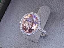 Lab-Created 5.60 Ct Oval Cut Peach Morganite Wedding Ring 925 Sterling Silver