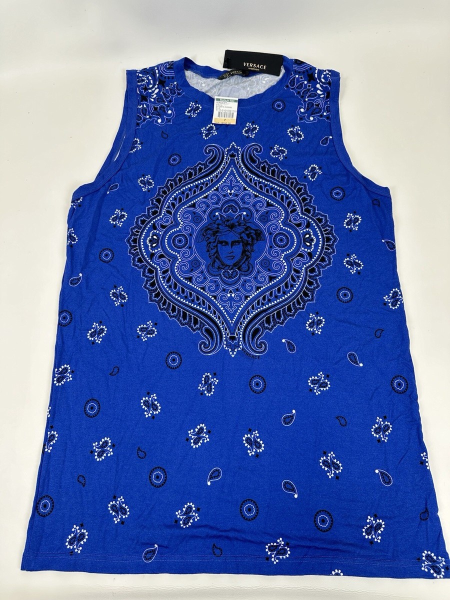 Versace underwear Bandana Print Tank Top Men's Blue Size XXL NWT