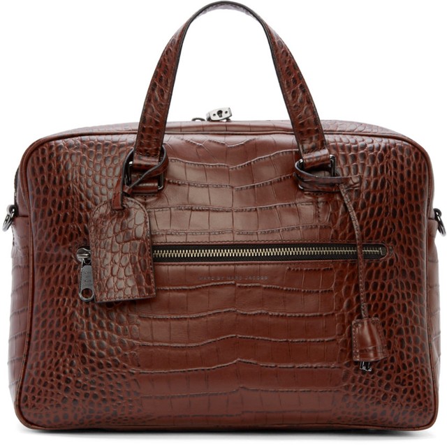 Marc by Marc Jacobs Brown Crocodile Embossed Shoulder Bag Business Briefcase eBay