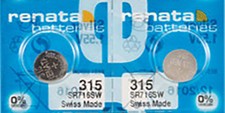 2 x Renata 315 Watch Batteries, 0 MERCURY equivalent SR716SW, Swiss Made