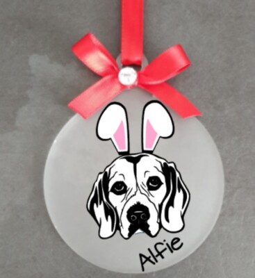 Beagle personalisiert Ostergeschenk Geschenk Deko Kugel hängend