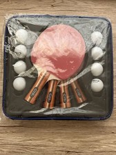 Ping Pong Paddle Set of 4 Tennis Table Rackets W Balls  Case NEW