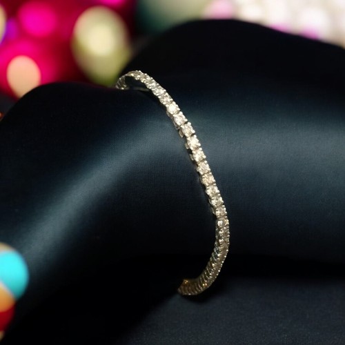 Classy 4,25 Cts Rotondo Brillante F/VS1 Diamanti Tennis Braccialetto in 14K Oro - Foto 3 di 8