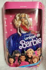 Vintage 1989 UNICEF Blonde BARBIE Girl Red, White Blue Patriotic NRFB 1920