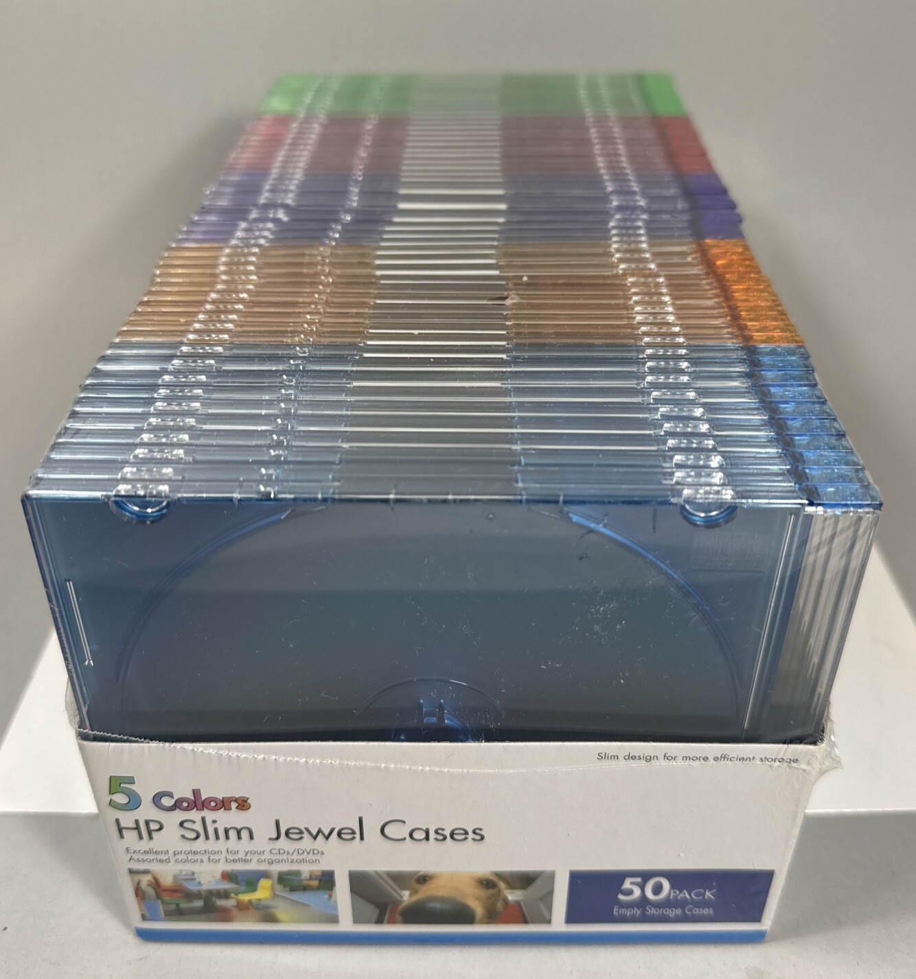 HP Brand 5color Slim Jewel Cases CD DVD 50 Pack eBay